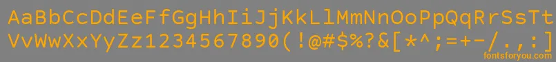 CourierPrimeCode-Schriftart – Orangefarbene Schriften auf grauem Hintergrund