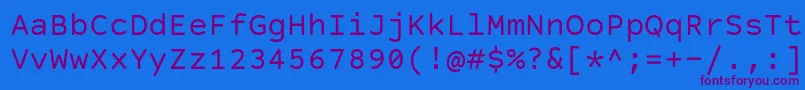 フォントCourierPrimeCode – 紫色のフォント、青い背景