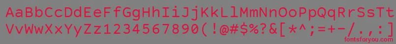 CourierPrimeCode-Schriftart – Rote Schriften auf grauem Hintergrund