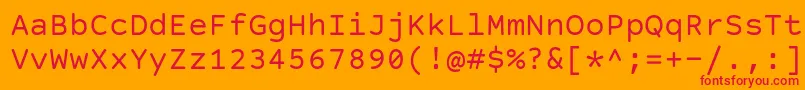 Fonte CourierPrimeCode – fontes vermelhas em um fundo laranja