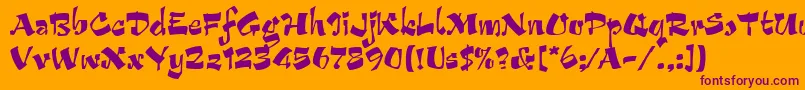 Fonte ArribaLetPlain.1.0 – fontes roxas em um fundo laranja