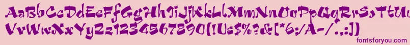 フォントArribaLetPlain.1.0 – ピンクの背景に紫のフォント