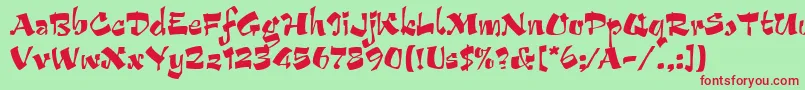フォントArribaLetPlain.1.0 – 赤い文字の緑の背景
