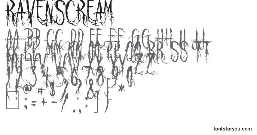 Schriftart RavenScream (79531) – Alphabet, Zahlen, spezielle Symbole