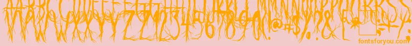 RavenScream-Schriftart – Orangefarbene Schriften auf rosa Hintergrund