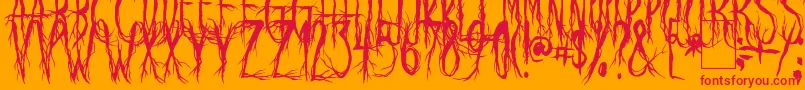 Fonte RavenScream – fontes vermelhas em um fundo laranja