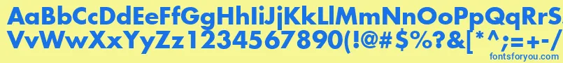 フォントFuturaLtBold – 青い文字が黄色の背景にあります。