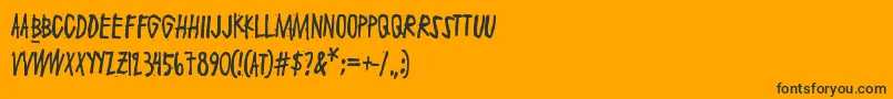 Maaliskuu-Schriftart – Schwarze Schriften auf orangefarbenem Hintergrund