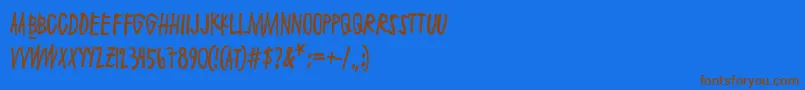 フォントMaaliskuu – 茶色の文字が青い背景にあります。