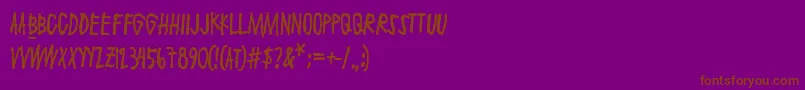 Maaliskuu-Schriftart – Braune Schriften auf violettem Hintergrund