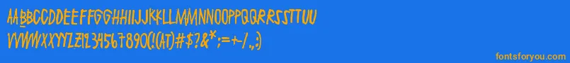 フォントMaaliskuu – オレンジ色の文字が青い背景にあります。