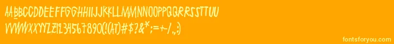 Maaliskuu-Schriftart – Gelbe Schriften auf orangefarbenem Hintergrund