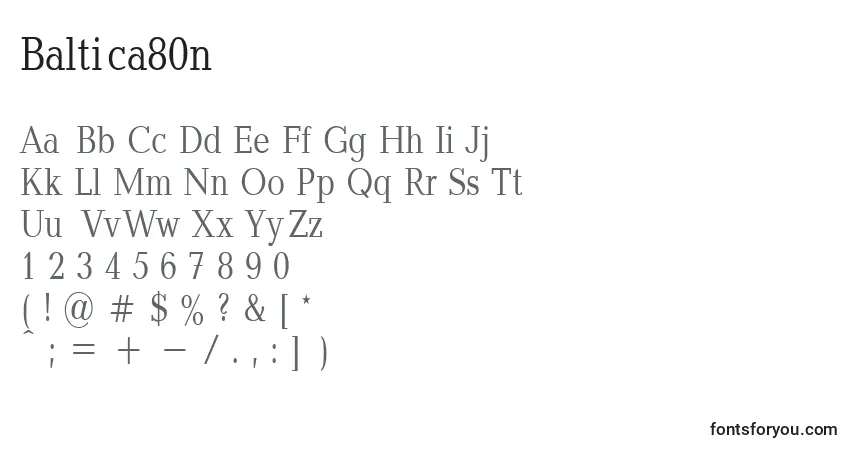 Schriftart Baltica80n – Alphabet, Zahlen, spezielle Symbole