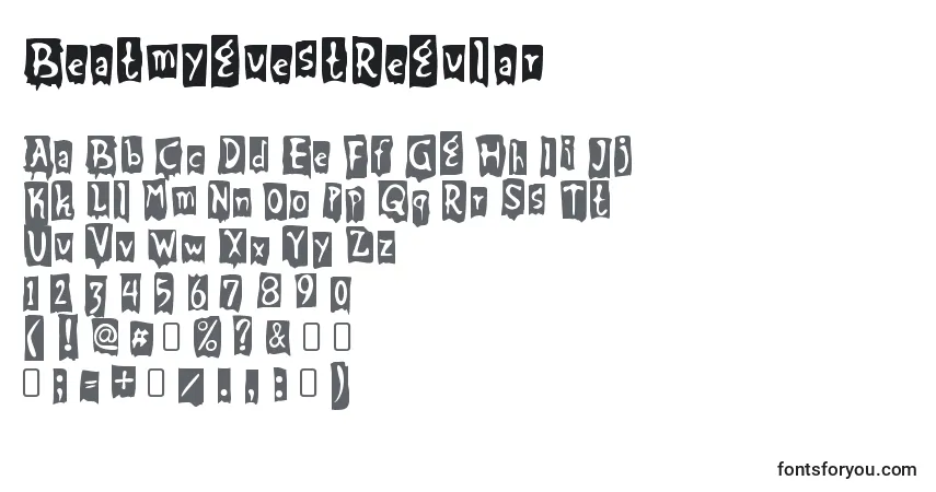 A fonte BeatmyguestRegular – alfabeto, números, caracteres especiais