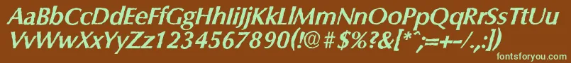 ColumbiaantiqueBolditalic Font – Green Fonts on Brown Background