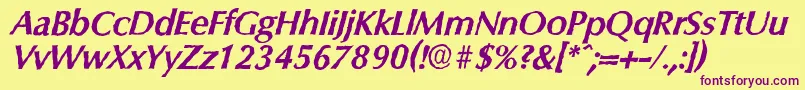 ColumbiaantiqueBolditalic Font – Purple Fonts on Yellow Background
