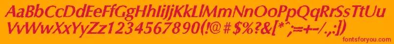 フォントColumbiaantiqueBolditalic – オレンジの背景に赤い文字