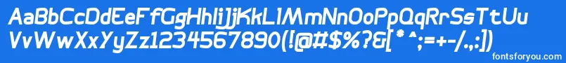 Czcionka BogotanaBoldItalic – białe czcionki na niebieskim tle