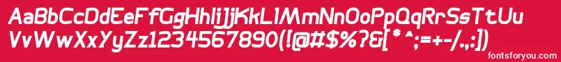 BogotanaBoldItalic-fontti – valkoiset fontit punaisella taustalla