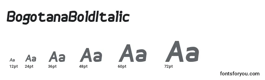 Размеры шрифта BogotanaBoldItalic