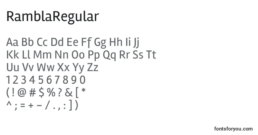 Шрифт RamblaRegular – алфавит, цифры, специальные символы