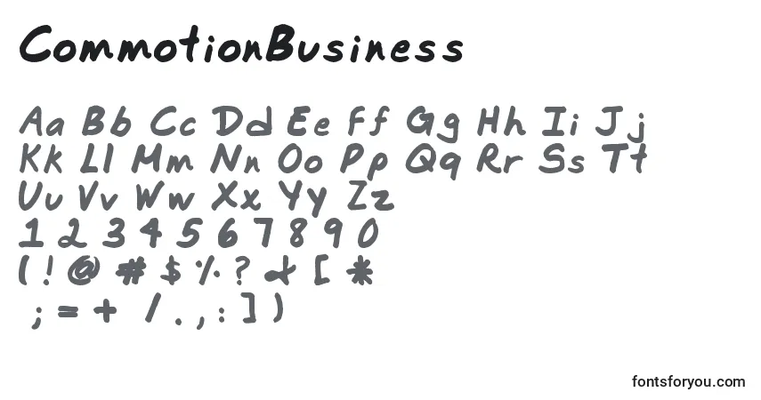 CommotionBusiness-fontti – aakkoset, numerot, erikoismerkit