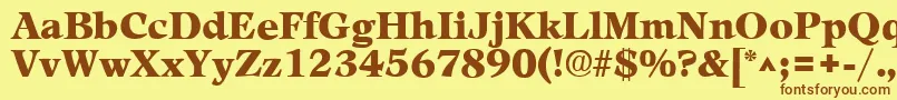 フォントLeamingtonhBold – 茶色の文字が黄色の背景にあります。