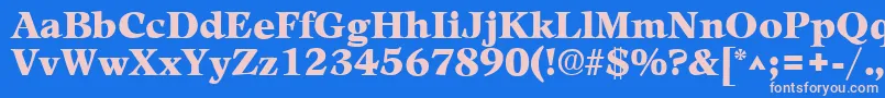 フォントLeamingtonhBold – ピンクの文字、青い背景