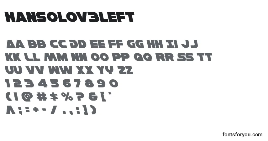 Schriftart Hansolov3left – Alphabet, Zahlen, spezielle Symbole