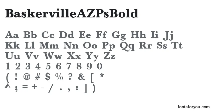 A fonte BaskervilleAZPsBold – alfabeto, números, caracteres especiais