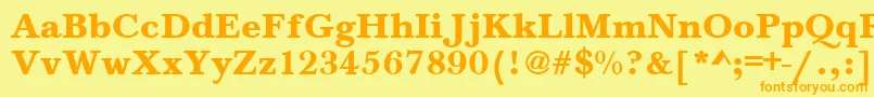 BaskervilleAZPsBold-Schriftart – Orangefarbene Schriften auf gelbem Hintergrund