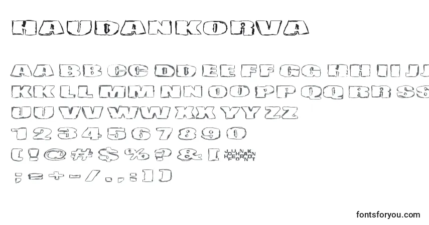 A fonte Haudankorva – alfabeto, números, caracteres especiais