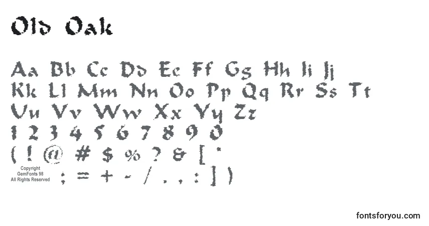 Czcionka Old Oak – alfabet, cyfry, specjalne znaki