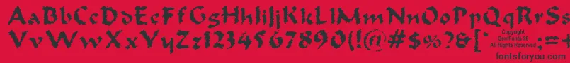 Old Oak-Schriftart – Schwarze Schriften auf rotem Hintergrund