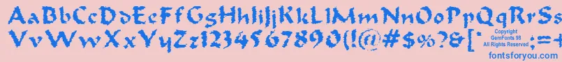 Old Oak Font – Blue Fonts on Pink Background