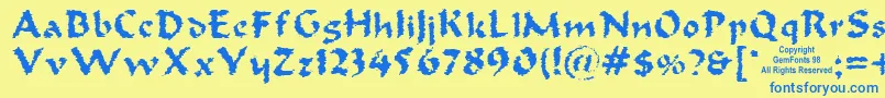 Old Oak Font – Blue Fonts on Yellow Background