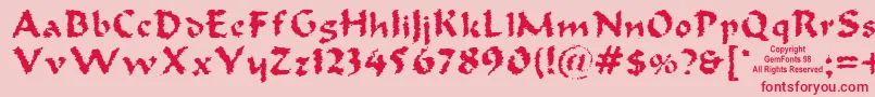 フォントOld Oak – ピンクの背景に赤い文字