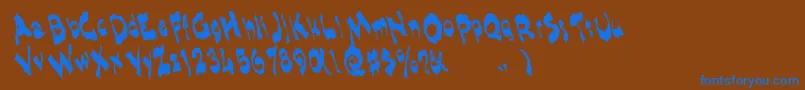 Czcionka Shlophappyremix – niebieskie czcionki na brązowym tle