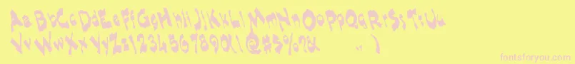 Shlophappyremix-fontti – vaaleanpunaiset fontit keltaisella taustalla