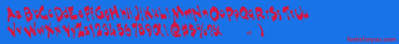 フォントShlophappyremix – 赤い文字の青い背景