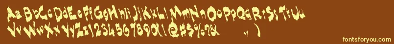 Shlophappyremix-fontti – keltaiset fontit ruskealla taustalla