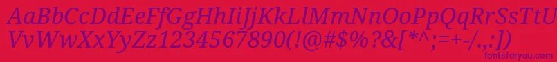 フォントDroidserif Italic – 赤い背景に紫のフォント