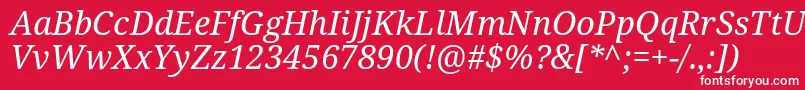 Czcionka Droidserif Italic – białe czcionki na czerwonym tle