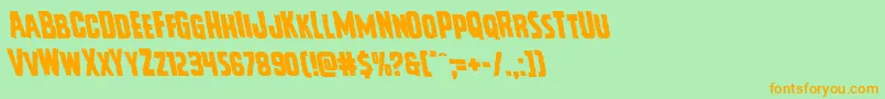 フォントVicioushungerleft – オレンジの文字が緑の背景にあります。