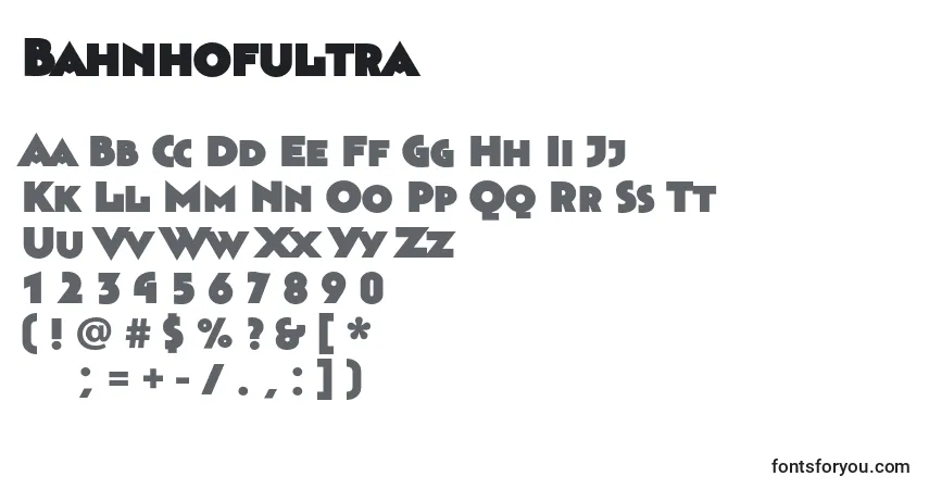 Schriftart Bahnhofultra – Alphabet, Zahlen, spezielle Symbole