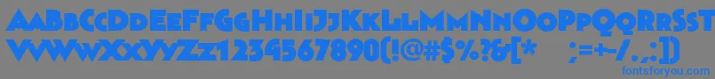 フォントBahnhofultra – 灰色の背景に青い文字