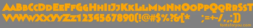 フォントBahnhofultra – オレンジの文字は灰色の背景にあります。