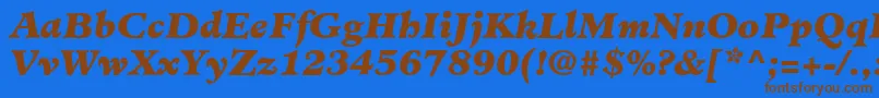 Fonte MinisterLtBlackItalic – fontes marrons em um fundo azul