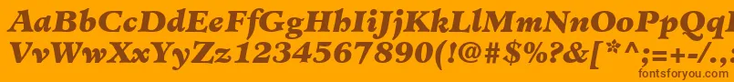 Czcionka MinisterLtBlackItalic – brązowe czcionki na pomarańczowym tle