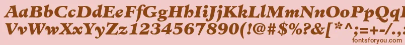 Fonte MinisterLtBlackItalic – fontes marrons em um fundo rosa